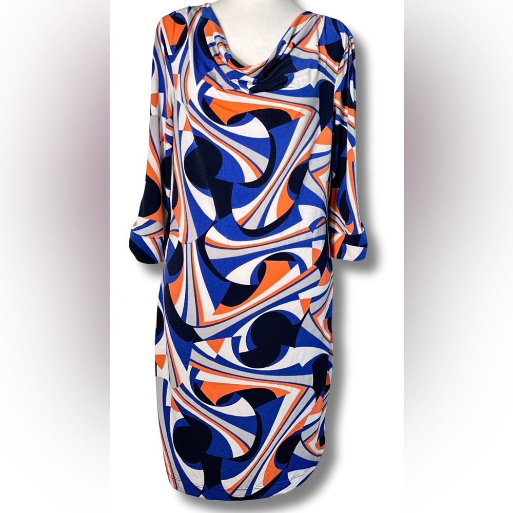 Banana Republic Abstract Blue and Orange Dress